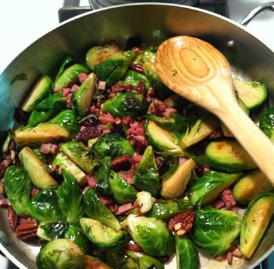 Maple Pecan Brussels Sprouts